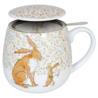 Teetasse mit Sieb und Deckel "Rate mal wie lieb ich dich hab"